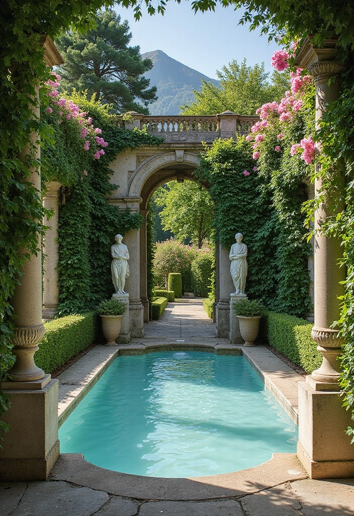 30 Garden With Pool Designs That Look Absolutely Dreamy 9 30 Garden With Pool Designs That Look Absolutely Dreamy - 9. Elegant Italian Garden Pool