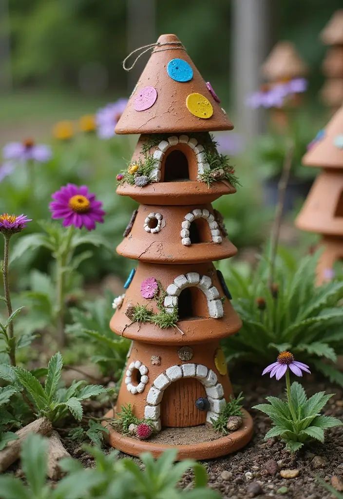 30 Homemade Garden Decorations That Are Easy and Beautiful 13 30 Homemade Garden Decorations That Are Easy and Beautiful - 13. Terracotta Pot Fairy Houses