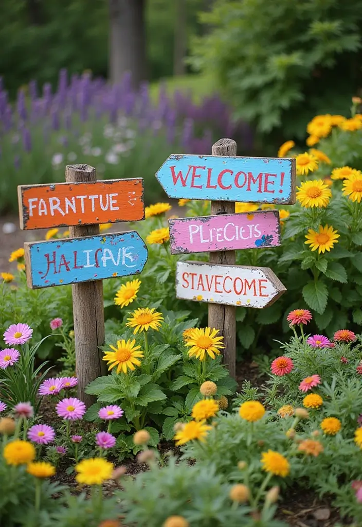 30 Homemade Garden Decorations That Are Easy and Beautiful 14 30 Homemade Garden Decorations That Are Easy and Beautiful - 14. Unique Garden Signs from Wood Scraps