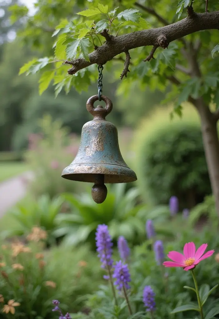 30 Homemade Garden Decorations That Are Easy and Beautiful 20 30 Homemade Garden Decorations That Are Easy and Beautiful - 20. Garden Bell Made from Recycled Metal