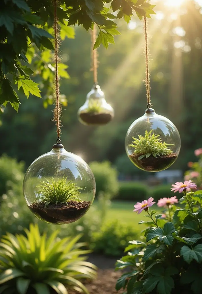 30 Homemade Garden Decorations That Are Easy and Beautiful 30 30 Homemade Garden Decorations That Are Easy and Beautiful - 30. Hanging Garden Globes