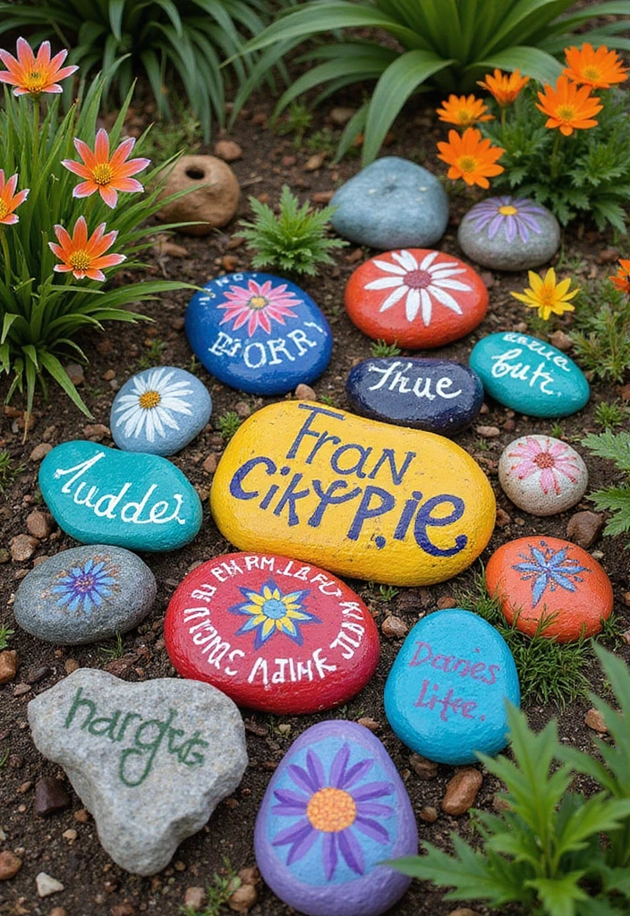 30 Homemade Garden Decorations That Are Easy and Beautiful 4 30 Homemade Garden Decorations That Are Easy and Beautiful - 4. Painted Rock Garden Markers