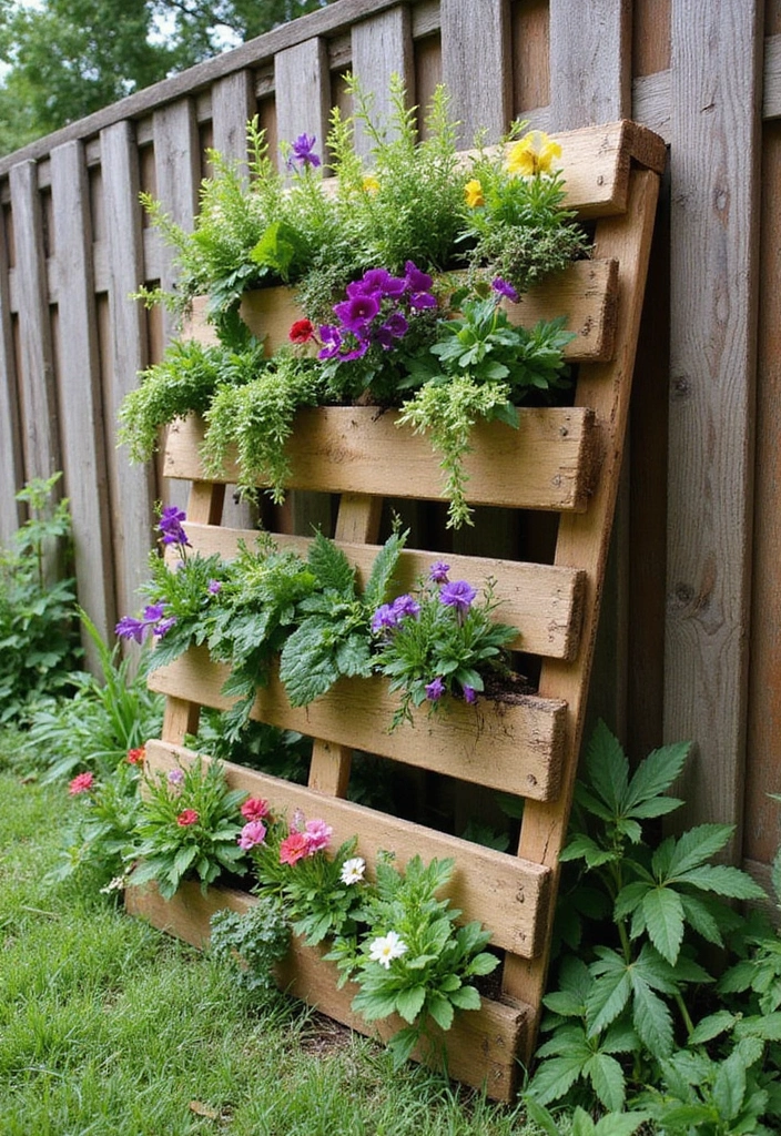 30 Homemade Garden Decorations That Are Easy and Beautiful 8 30 Homemade Garden Decorations That Are Easy and Beautiful - 8. Recycled Pallet Vertical Garden