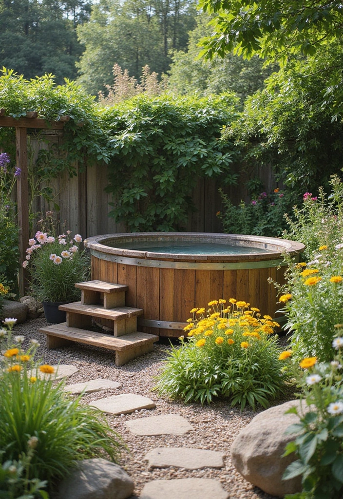 30 Hot Tub Garden Ideas for the Ultimate Backyard Escape 1 30 Hot Tub Garden Ideas for the Ultimate Backyard Escape - 1. Rustic Wooden Hot Tub Retreat