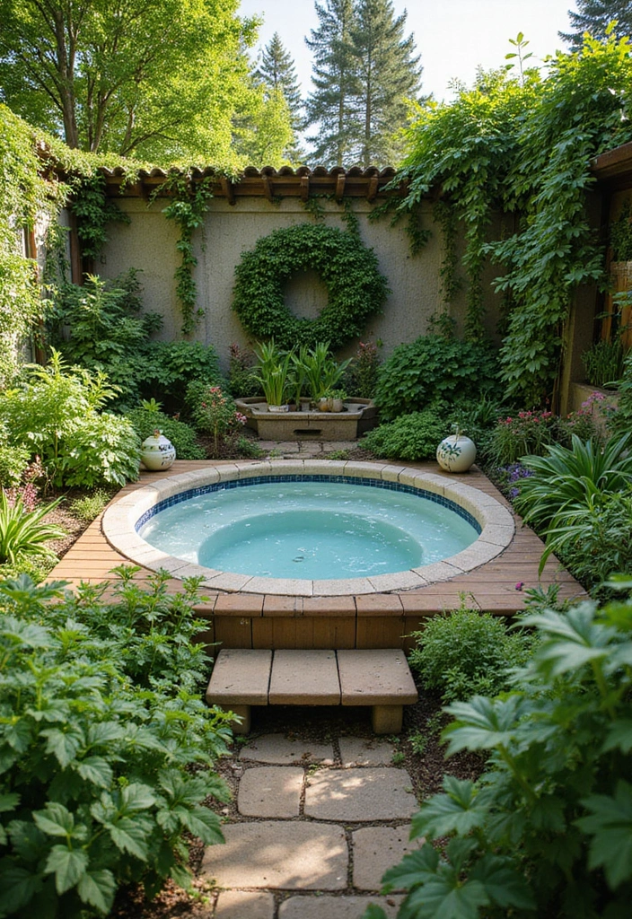 30 Hot Tub Garden Ideas for the Ultimate Backyard Escape 11 30 Hot Tub Garden Ideas for the Ultimate Backyard Escape - 11. Hot Tub Surrounded by Edible Plants