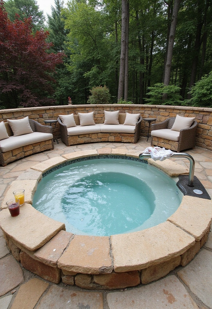 30 Hot Tub Garden Ideas for the Ultimate Backyard Escape 19 30 Hot Tub Garden Ideas for the Ultimate Backyard Escape - 19. Hot Tub with Built-in Seating