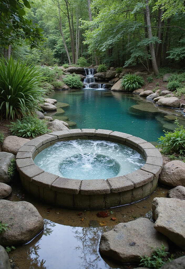 30 Hot Tub Garden Ideas for the Ultimate Backyard Escape 24 30 Hot Tub Garden Ideas for the Ultimate Backyard Escape - 24. Hot Tub with a Natural Pond