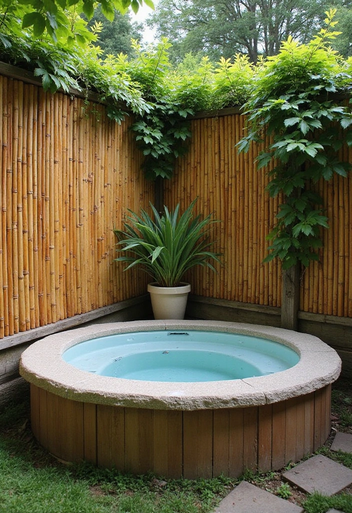 30 Hot Tub Garden Ideas for the Ultimate Backyard Escape 26 30 Hot Tub Garden Ideas for the Ultimate Backyard Escape - 26. Hot Tub with a Bamboo Fencing
