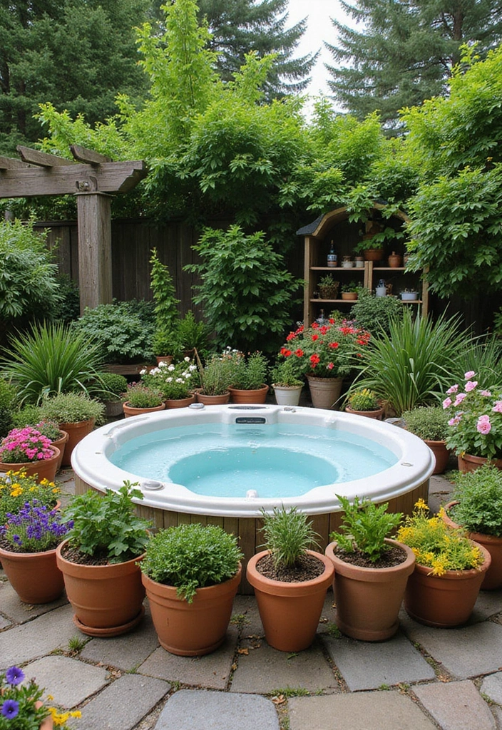 30 Hot Tub Garden Ideas for the Ultimate Backyard Escape 27 30 Hot Tub Garden Ideas for the Ultimate Backyard Escape - 27. Hot Tub with Unique Planter Features