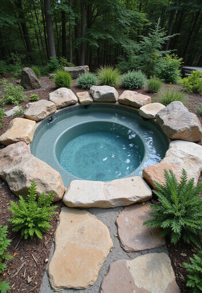 30 Hot Tub Garden Ideas for the Ultimate Backyard Escape 28 30 Hot Tub Garden Ideas for the Ultimate Backyard Escape - 28. Hot Tub with a River Rock Surround