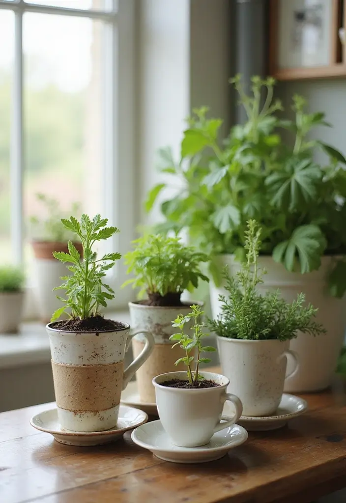 30 Indoor Herb Garden Ideas Perfect for Fresh Cooking 10 30 Indoor Herb Garden Ideas Perfect for Fresh Cooking - 10. Coffee Cup Herb Garden