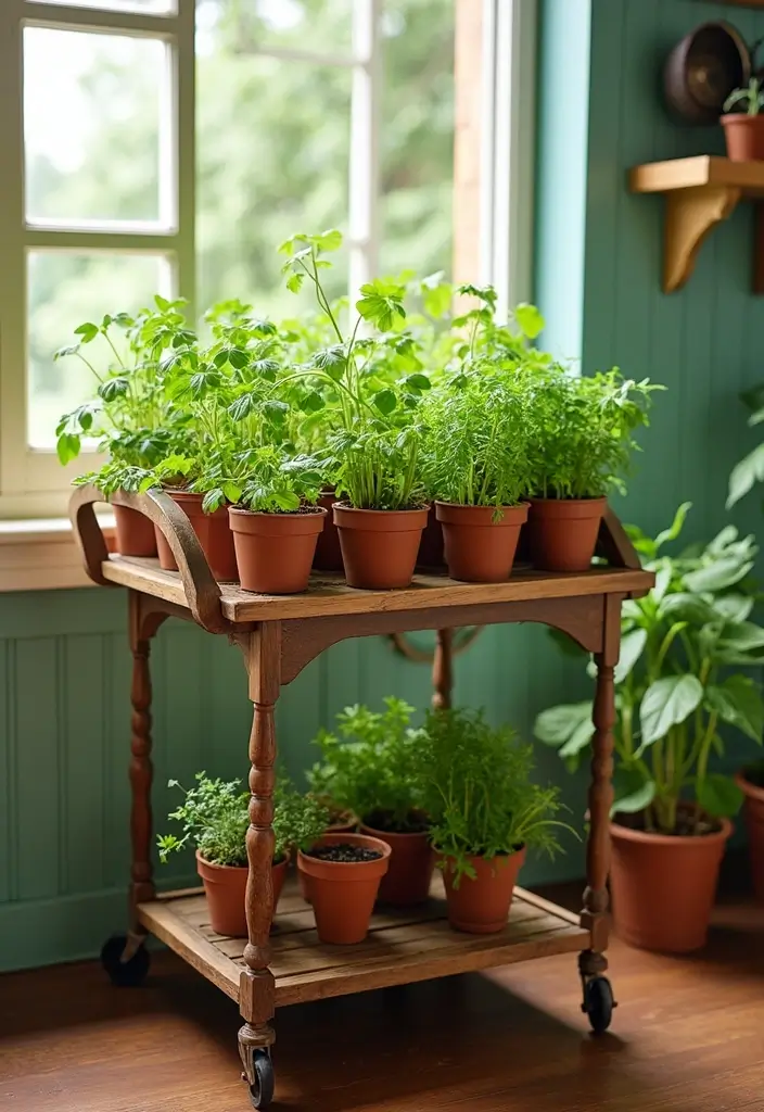 30 Indoor Herb Garden Ideas Perfect for Fresh Cooking 15 30 Indoor Herb Garden Ideas Perfect for Fresh Cooking - 15. Portable Herb Garden Cart