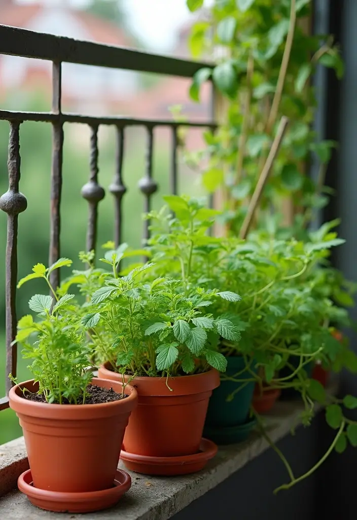 30 Indoor Herb Garden Ideas Perfect for Fresh Cooking 17 30 Indoor Herb Garden Ideas Perfect for Fresh Cooking - 17. Potted Herb Garden on the Balcony