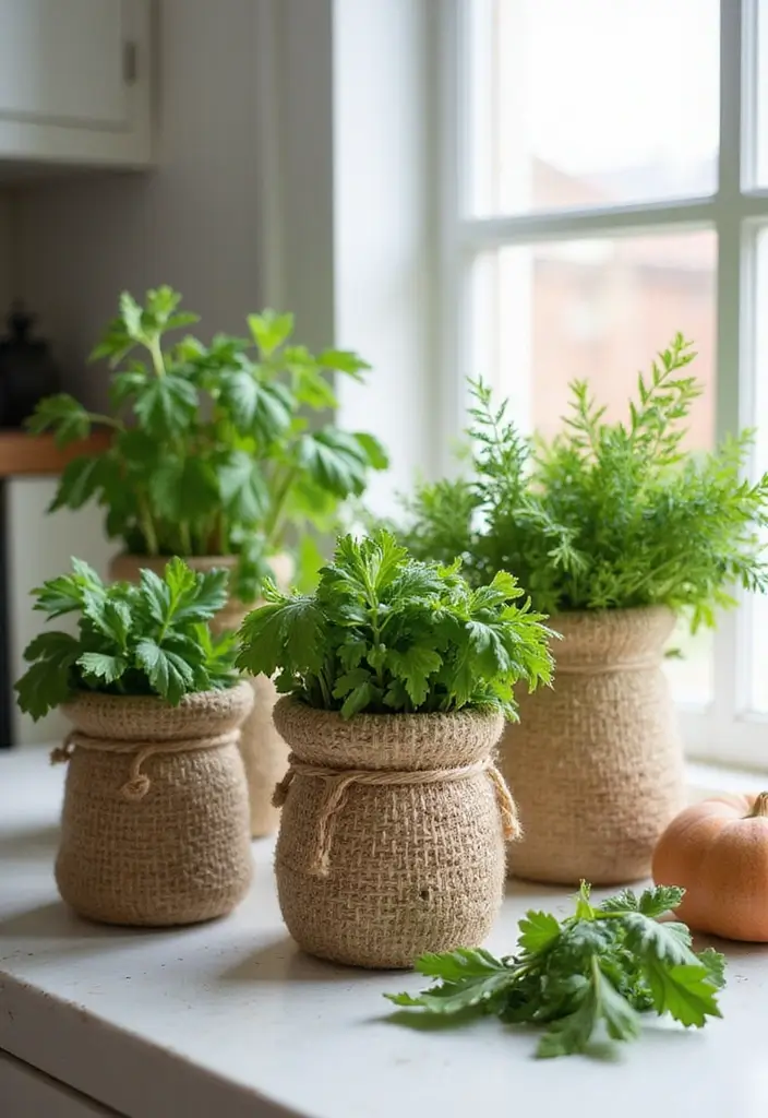 30 Indoor Herb Garden Ideas Perfect for Fresh Cooking 27 30 Indoor Herb Garden Ideas Perfect for Fresh Cooking - 27. Natural Fiber Herb Pots