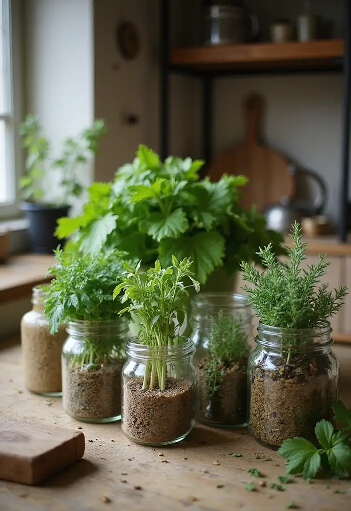 30 Indoor Herb Garden Ideas Perfect for Fresh Cooking 4 30 Indoor Herb Garden Ideas Perfect for Fresh Cooking - 4. Herb Jar Garden