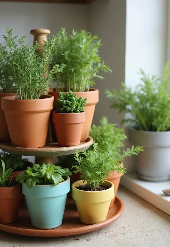 30 Indoor Herb Garden Ideas Perfect for Fresh Cooking 7 30 Indoor Herb Garden Ideas Perfect for Fresh Cooking - 7. Colorful Terracotta Pots