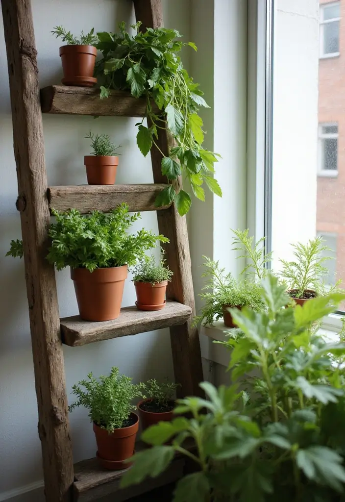 30 Indoor Herb Garden Ideas Perfect for Fresh Cooking 9 30 Indoor Herb Garden Ideas Perfect for Fresh Cooking - 9. Herb Ladder