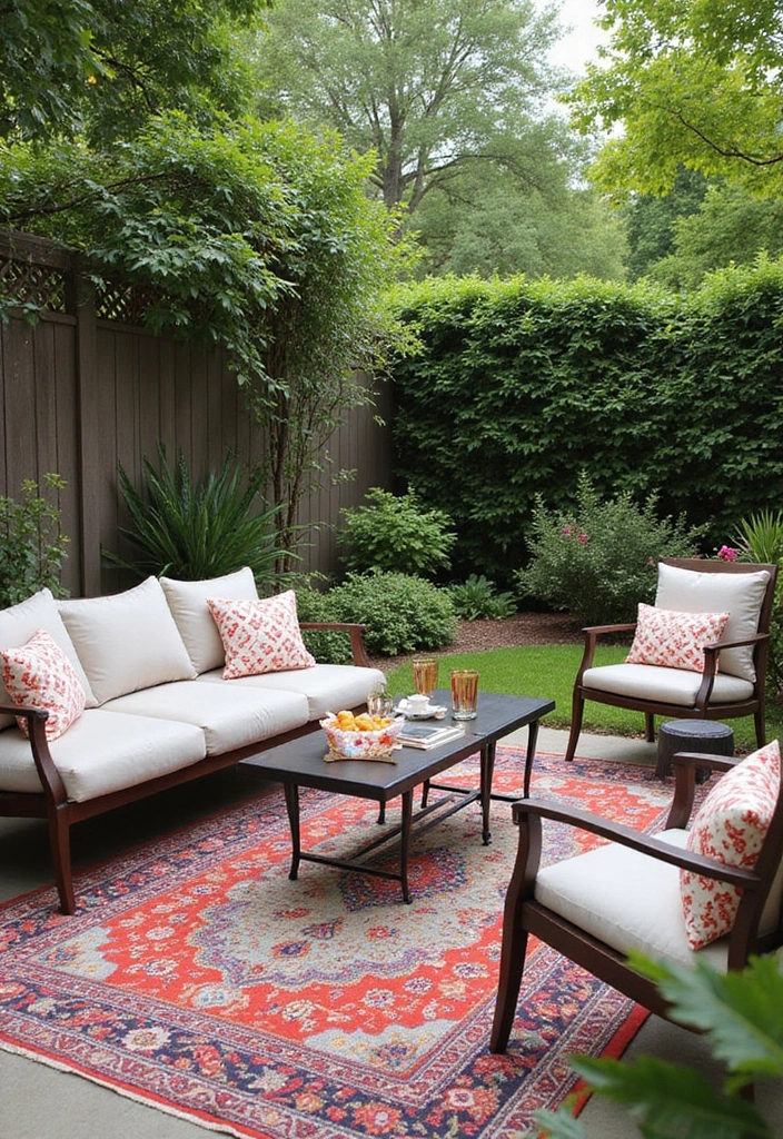 30 Italian Garden Ideas That Feel Romantic and Luxurious 29 30 Italian Garden Ideas That Feel Romantic and Luxurious - 29. Signature Outdoor Rugs