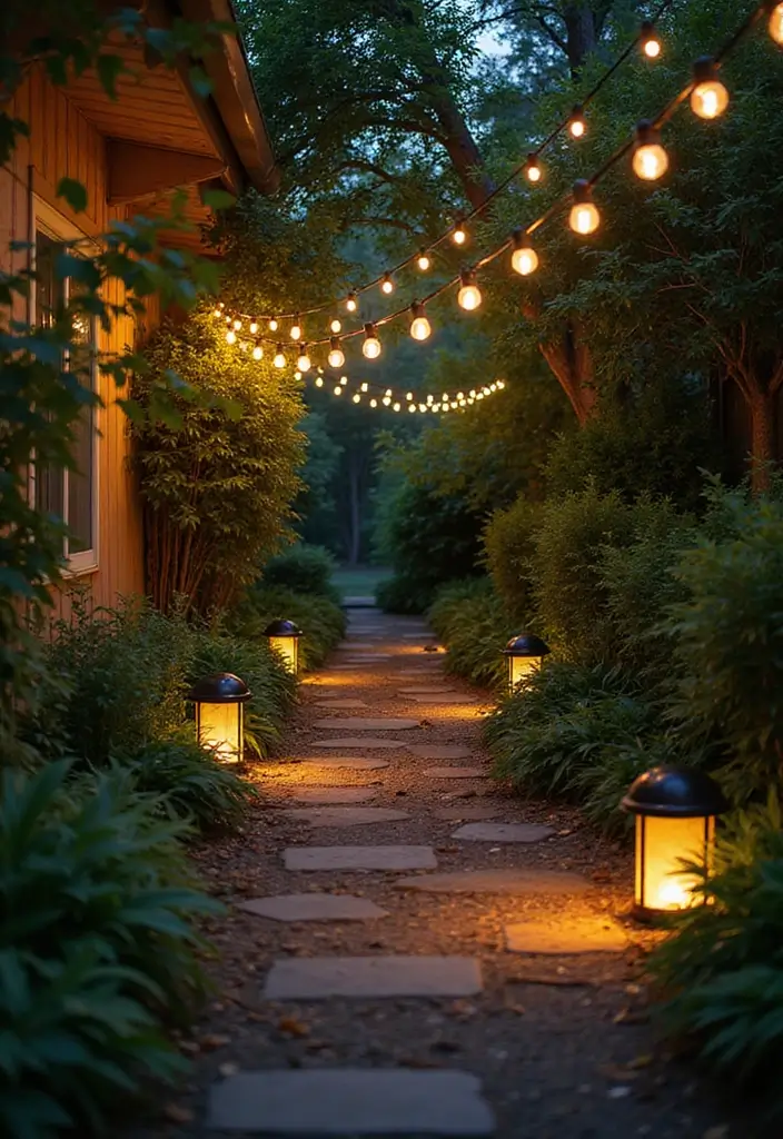30 Long Narrow Garden Ideas That Make Spaces Look Wider 17 30 Long Narrow Garden Ideas That Make Spaces Look Wider - 17. Lighting Features