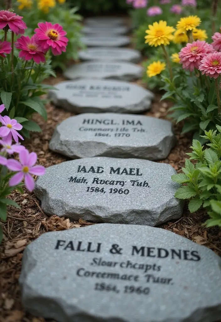 30 Memorial Garden Ideas That Are Beautiful and Peaceful 1 30 Memorial Garden Ideas That Are Beautiful and Peaceful - 1. Personalized Stone Markers