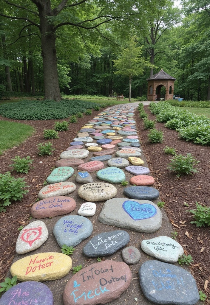 30 Memorial Garden Ideas That Are Beautiful and Peaceful 19 30 Memorial Garden Ideas That Are Beautiful and Peaceful - 19. Interactive Memory Stones