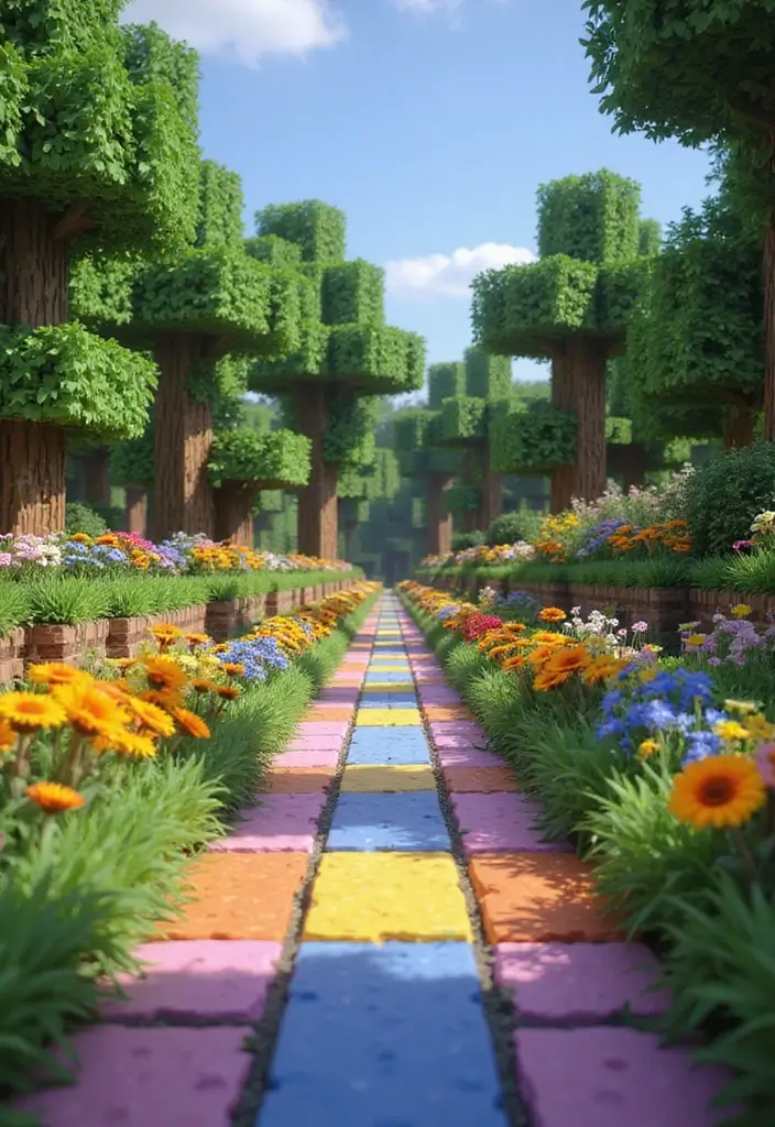 30 Minecraft Japanese Garden Ideas You’ll Love to Recreate 26 30 Minecraft Japanese Garden Ideas You’ll Love to Recreate - 26. Colorful Path Edging