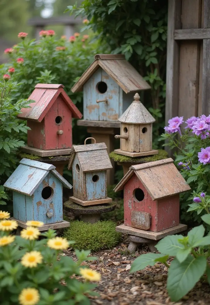 30 Rustic Garden Ideas Full of Natural and Cozy Charm 13 30 Rustic Garden Ideas Full of Natural and Cozy Charm - 13. Charming Birdhouses