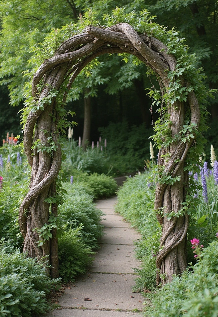 30 Rustic Garden Ideas Full of Natural and Cozy Charm 9 30 Rustic Garden Ideas Full of Natural and Cozy Charm - 9. Twisted Branch Trellis
