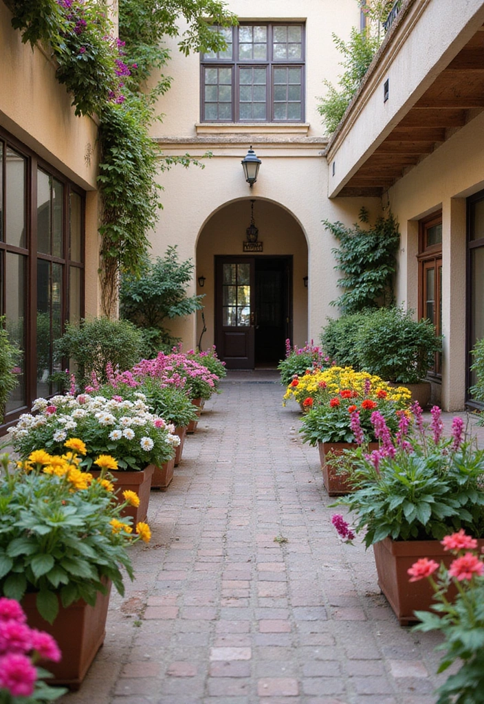 30 Small Courtyard Garden Ideas That Feel Like a Hidden Gem 15 30 Small Courtyard Garden Ideas That Feel Like a Hidden Gem - 15. Colorful Flower Boxes