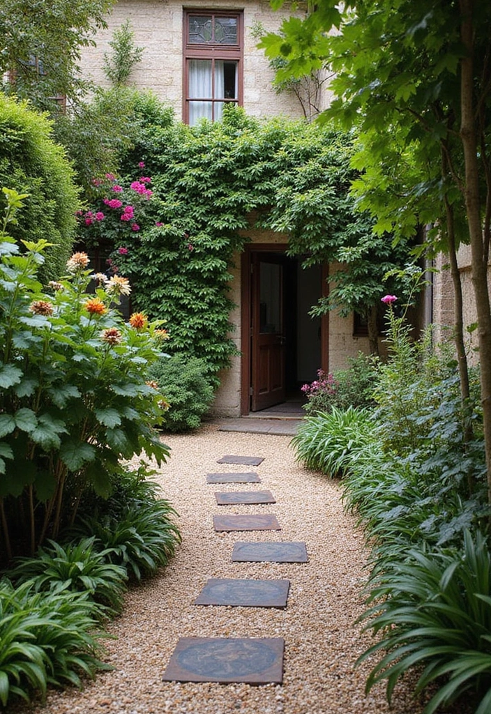 30 Small Courtyard Garden Ideas That Feel Like a Hidden Gem 19 30 Small Courtyard Garden Ideas That Feel Like a Hidden Gem - 19. Decorative Gravel Paths
