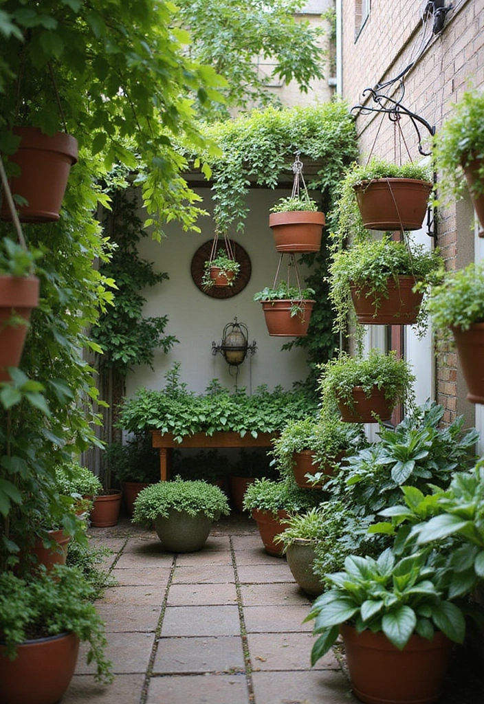 30 Small Courtyard Garden Ideas That Feel Like a Hidden Gem 2 30 Small Courtyard Garden Ideas That Feel Like a Hidden Gem - 2. Hanging Planters