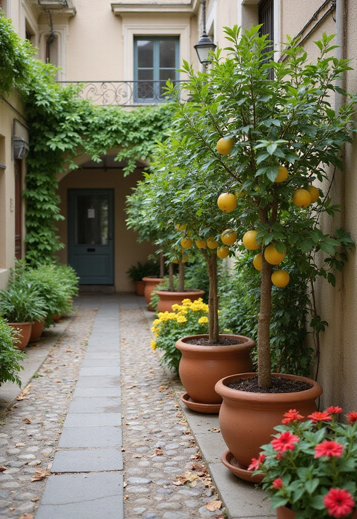 30 Small Courtyard Garden Ideas That Feel Like a Hidden Gem 22 30 Small Courtyard Garden Ideas That Feel Like a Hidden Gem - 22. Fruit Trees in Small Spaces
