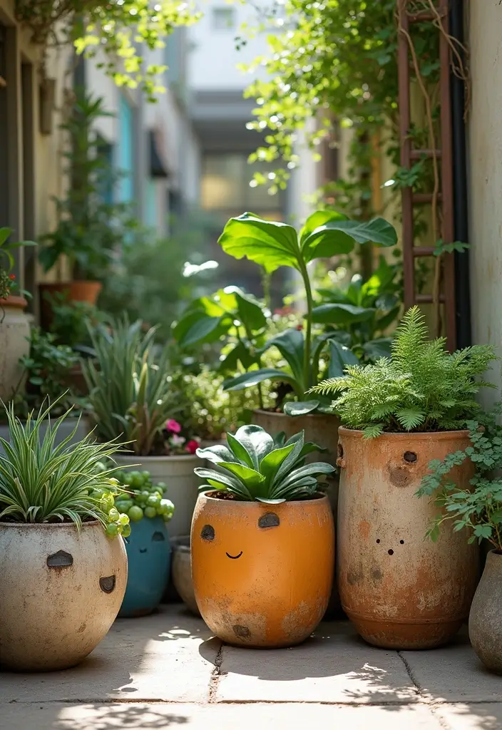 30 Small Courtyard Garden Ideas That Feel Like a Hidden Gem 25 30 Small Courtyard Garden Ideas That Feel Like a Hidden Gem - 25. Recycled Materials for Planters