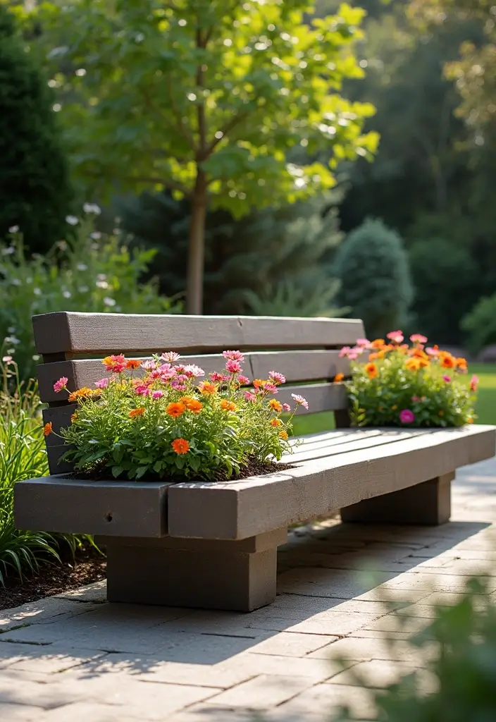 30 Small Courtyard Garden Ideas That Feel Like a Hidden Gem 7 30 Small Courtyard Garden Ideas That Feel Like a Hidden Gem - 7. Garden Benches with Planters