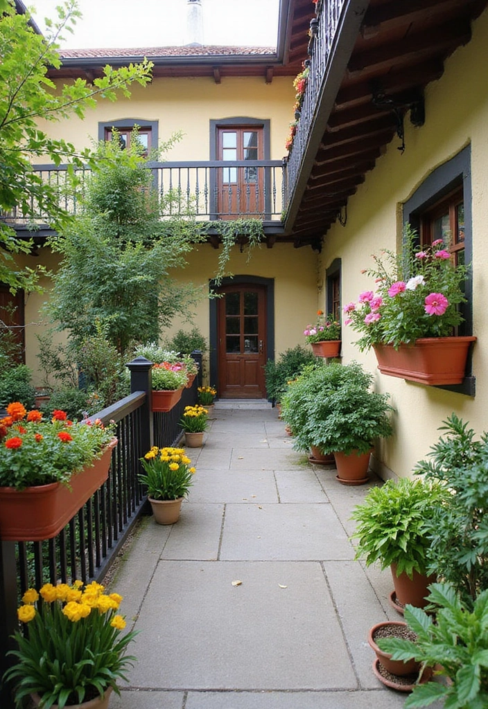 30 Small Courtyard Garden Ideas That Feel Like a Hidden Gem 9 30 Small Courtyard Garden Ideas That Feel Like a Hidden Gem - 9. Planter Boxes on Railing