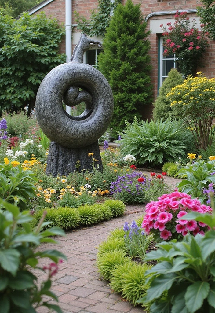 30 Small Front Garden Ideas That Make a Huge Impact 19 30 Small Front Garden Ideas That Make a Huge Impact - 19. Artistic Sculpture