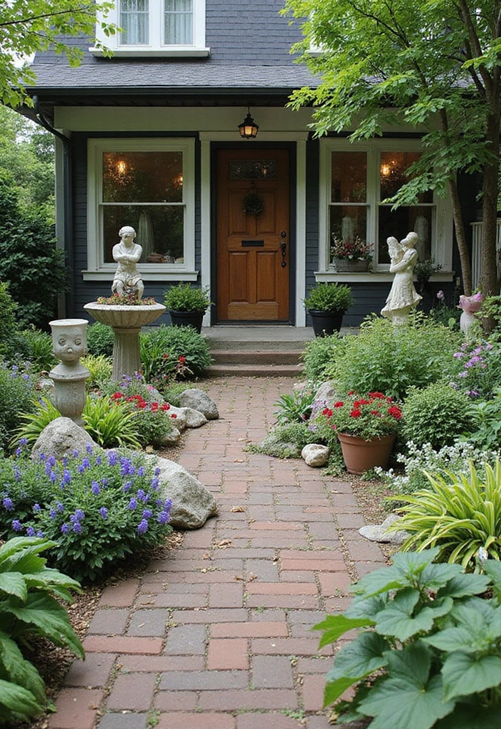 30 Small Front Garden Ideas That Make a Huge Impact 29 30 Small Front Garden Ideas That Make a Huge Impact - 29. Outdoor Art Displays