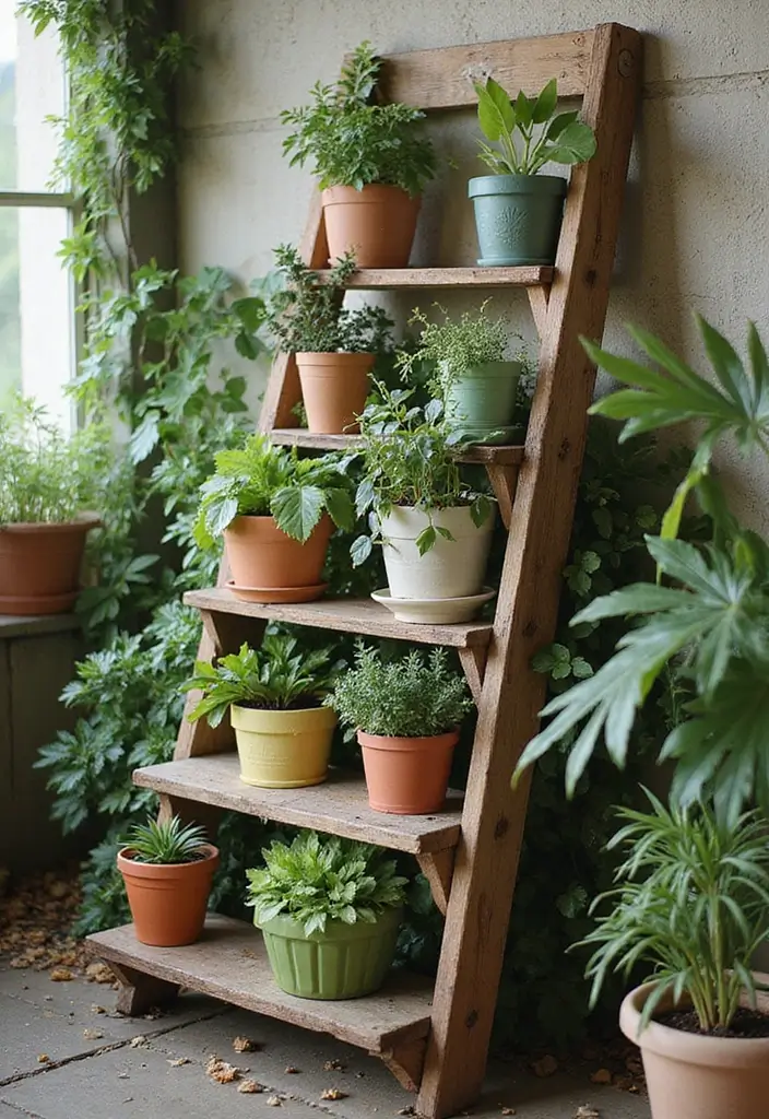 30 Small Garden Ideas on a Budget That Look Expensive 3 30 Small Garden Ideas on a Budget That Look Expensive - 3. Ladder Planter