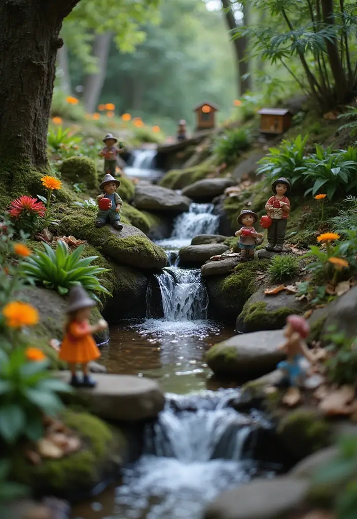 30 Small Garden Waterfall Ideas That Add Calm and Beauty 10 30 Small Garden Waterfall Ideas That Add Calm and Beauty - 10. Fairy Garden Waterfall