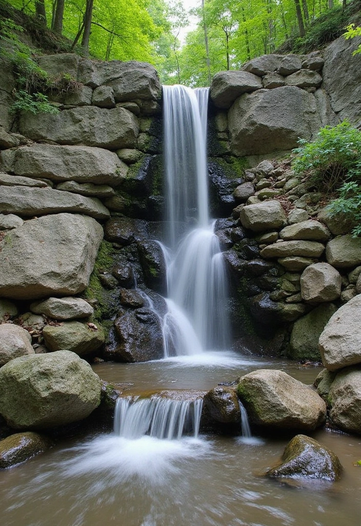 30 Small Garden Waterfall Ideas That Add Calm and Beauty 11 30 Small Garden Waterfall Ideas That Add Calm and Beauty - 11. Stone Wall Waterfall