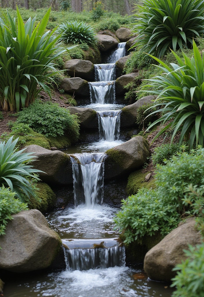 30 Small Garden Waterfall Ideas That Add Calm and Beauty 24 30 Small Garden Waterfall Ideas That Add Calm and Beauty - 24. Spiral Waterfall