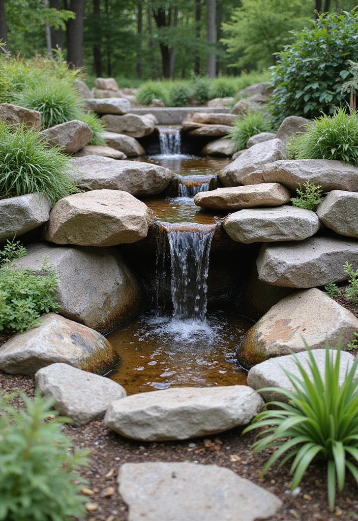30 Small Garden Waterfall Ideas That Add Calm and Beauty 3 30 Small Garden Waterfall Ideas That Add Calm and Beauty - 3. Rock Garden Waterfall