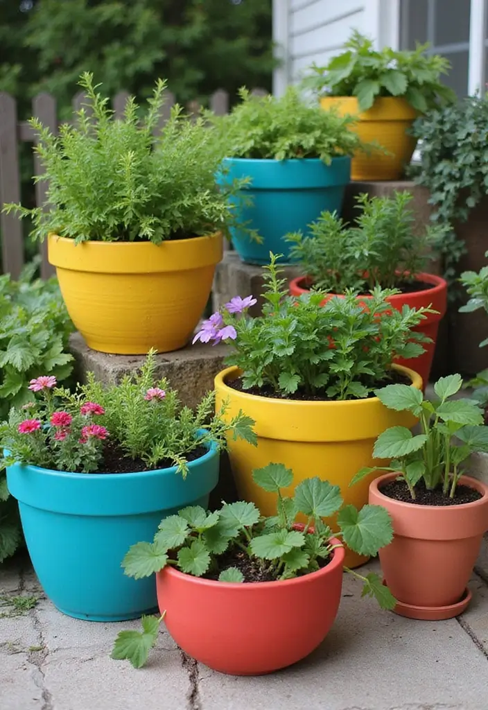 30 Small Patio Garden Ideas That Bring Big Style 13 30 Small Patio Garden Ideas That Bring Big Style - 13. Color Block Planters