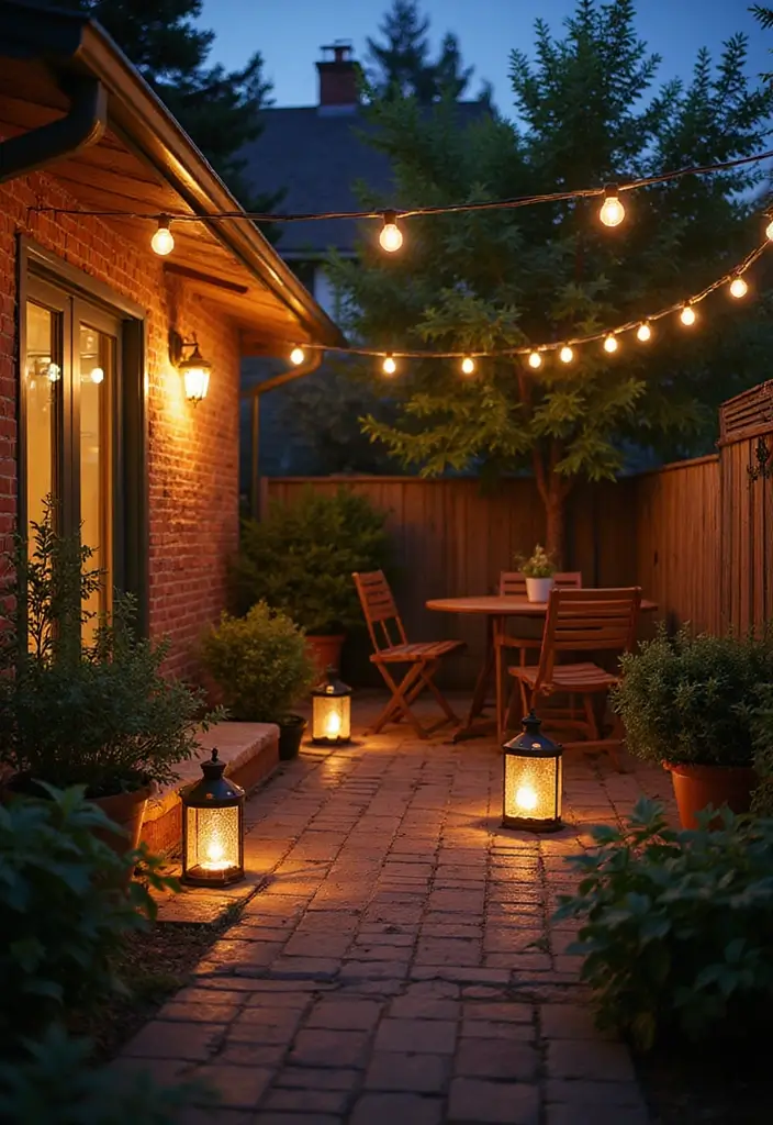 30 Small Patio Garden Ideas That Bring Big Style 14 30 Small Patio Garden Ideas That Bring Big Style - 14. Fairy Lights and Lanterns