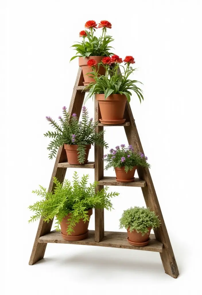 30 Small Patio Garden Ideas That Bring Big Style 2 30 Small Patio Garden Ideas That Bring Big Style - 2. Repurposed Ladder Planters