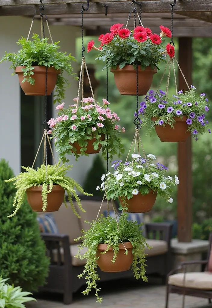 30 Small Patio Garden Ideas That Bring Big Style 3 30 Small Patio Garden Ideas That Bring Big Style - 3. Hanging Planter Arrangement