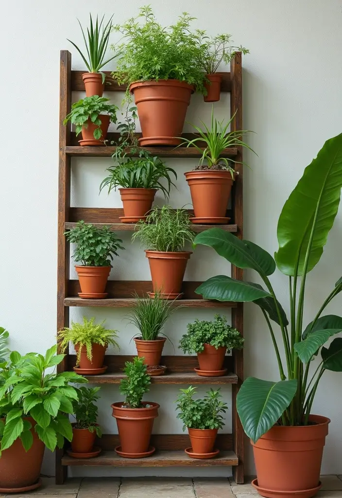30 Small Patio Garden Ideas That Bring Big Style 6 30 Small Patio Garden Ideas That Bring Big Style - 6. Garden Ladder Planter Wall