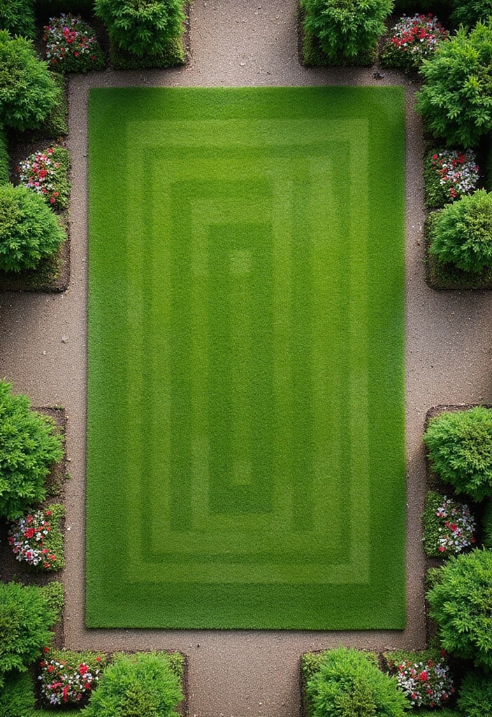 30 Square Garden Design Ideas That Are Symmetrical and Stunning 11 30 Square Garden Design Ideas That Are Symmetrical and Stunning - 11. Grassy Centerpiece