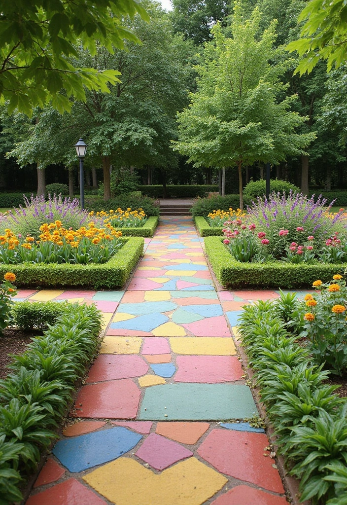 30 Square Garden Design Ideas That Are Symmetrical and Stunning 13 30 Square Garden Design Ideas That Are Symmetrical and Stunning - 13. Colorful Pathways