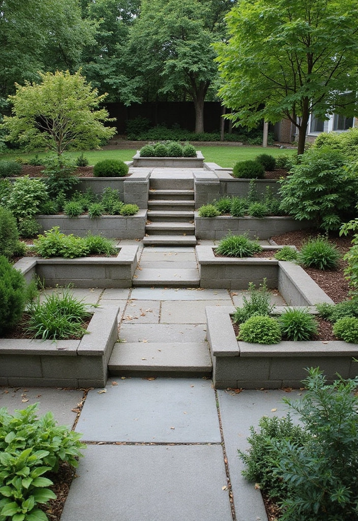 30 Square Garden Design Ideas That Are Symmetrical and Stunning 19 30 Square Garden Design Ideas That Are Symmetrical and Stunning - 19. Terraced Levels